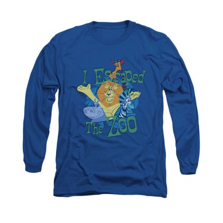 Madagascar Shirt Escaped Long Sleeve Royal Blue Tee T-Shirt