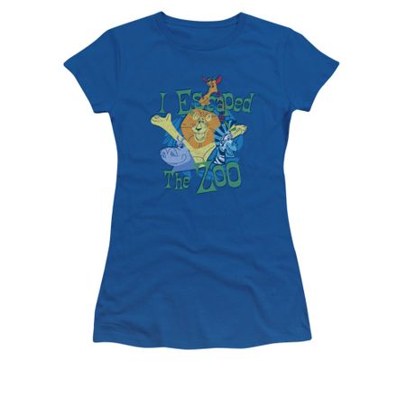 Madagascar Shirt Juniors Escaped Royal Blue Tee T-Shirt