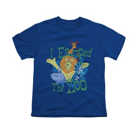 Madagascar Shirt Kids Escaped Royal Blue Youth Tee T-Shirt