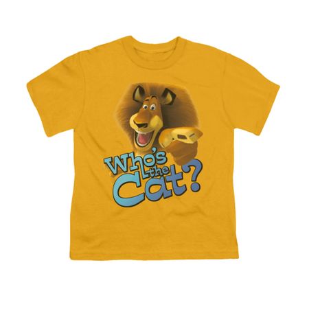 Madagascar Shirt Kids Who's The Cat Gold Youth Tee T-Shirt