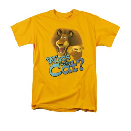 Madagascar Shirt Who's The Cat Adult Gold Tee T-Shirt