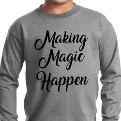 Making Magic Happen Black Print Kids Long Sleeve Shirt