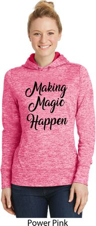 Making Magic Happen Black Print Ladies Moisture Wicking Hoodie