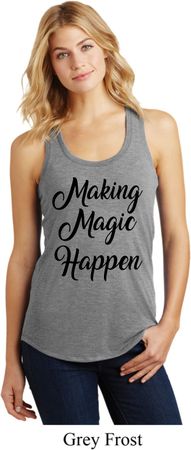Making Magic Happen Black Print Ladies Racerback Tank Top