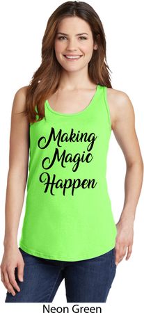 Making Magic Happen Black Print Ladies Tank Top