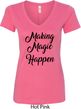 Making Magic Happen Black Print Ladies V-Neck Shirt