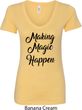 Making Magic Happen Black Print Ladies V-Neck Shirt