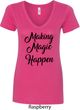 Making Magic Happen Black Print Ladies V-Neck Shirt