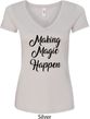 Making Magic Happen Black Print Ladies V-Neck Shirt