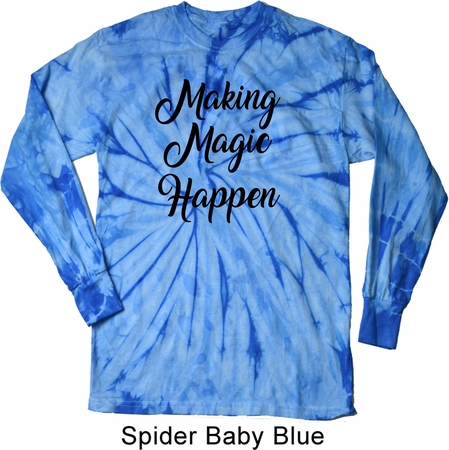 Making Magic Happen Black Print Long Sleeve Tie Dye Shirt