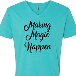 Making Magic Happen Black Print Mens V-Neck Shirt