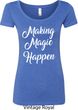 Making Magic Happen White Print Ladies Scoop Neck Shirt
