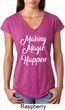 Making Magic Happen White Print Ladies Tri Blend V-Neck Shirt