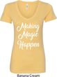Making Magic Happen White Print Ladies V-Neck Shirt