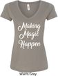 Making Magic Happen White Print Ladies V-Neck Shirt