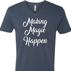Making Magic Happen White Print Mens V-Neck Shirt