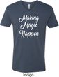 Making Magic Happen White Print Mens V-Neck Shirt