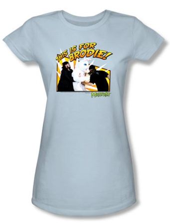 Mallrats Juniors T-shirt Movie Bunny Beatdown Light Blue Tee Shirt