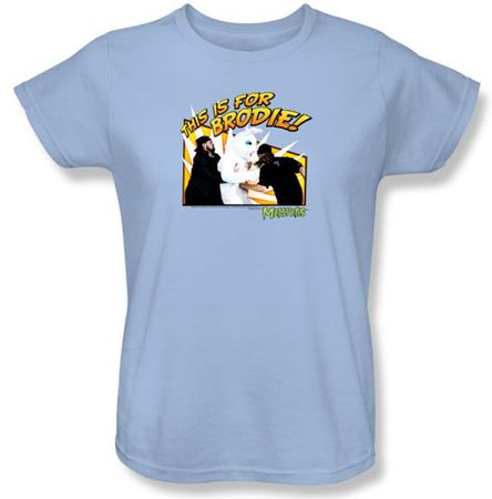 Mallrats Ladies T-shirt Movie Bunny Beatdown Light Blue Tee Shirt