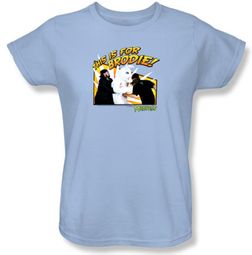 Mallrats Ladies T-shirt Movie Bunny Beatdown Light Blue Tee Shirt