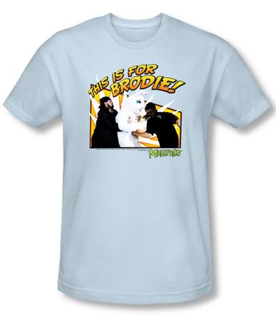 Mallrats T-shirt Movie Bunny Beatdown Adult Light Blue Slim Fit Shirt