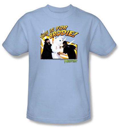 Mallrats T-shirt Movie Bunny Beatdown Adult Light Blue Tee Shirt