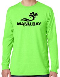 Manu Bay Surf Company Logo Mens Cotton Long Sleeve Pastel Tee Shirt Manu Bay Surf Company Logo Mens Cotton Long Sleeve Pastel Tee Shirt