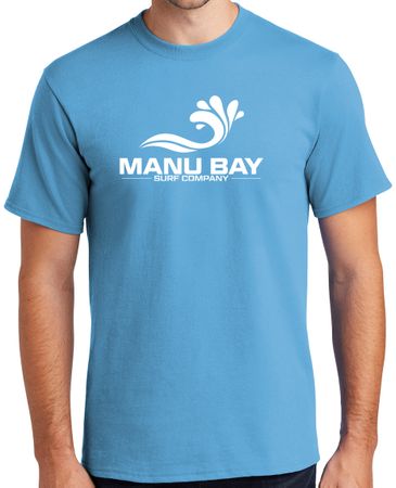 Manu Bay Surf Company Logo Surfer Tee Shirt - Regular, Big and Tall Sizes