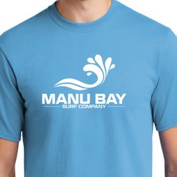 Manu Bay Surf Company Logo Surfer Tee Shirt - Regular, Big and Tall Sizes Manu Bay Surf Company Logo Surfer Tee Shirt - Regular, Big and Tall Sizes