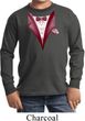 Maroon Tuxedo Kids Long Sleeve Shirt