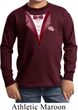 Maroon Tuxedo Kids Long Sleeve Shirt