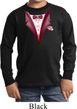 Maroon Tuxedo Kids Long Sleeve Shirt