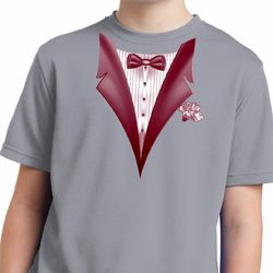 Maroon Tuxedo Kids Moisture Wicking Shirt