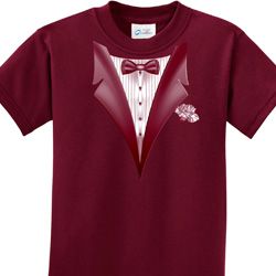 Maroon Tuxedo Kids Shirts