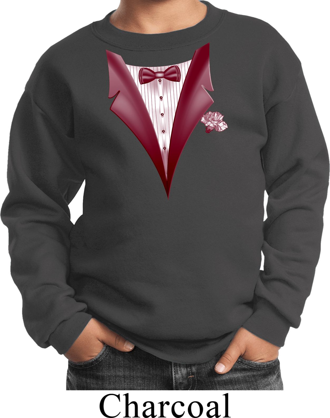 Maroon Tuxedo Kids Sweat Shirt Maroon Tuxedo Kids Shirts
