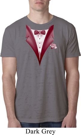 Maroon Tuxedo Mens Burnout Shirt