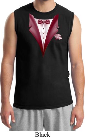 Maroon Tuxedo Mens Muscle Shirt