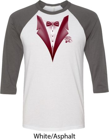 Maroon Tuxedo Mens Raglan Shirt