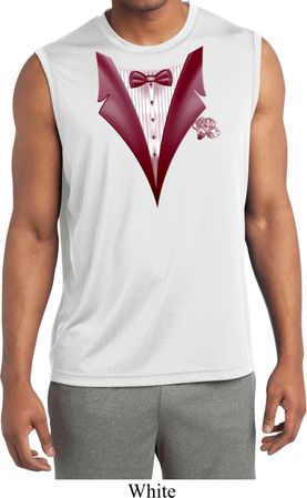 Maroon Tuxedo Mens Sleeveless Moisture Wicking Shirt