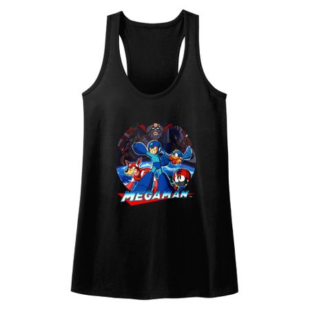 Mega Man Juniors Tank Top Collage Black Racerback