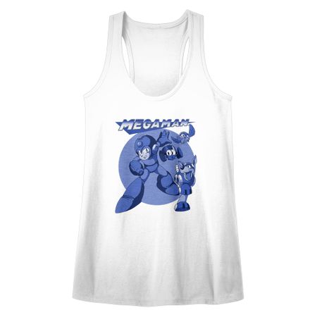 Mega Man Juniors Tank Top Friends White Racerback