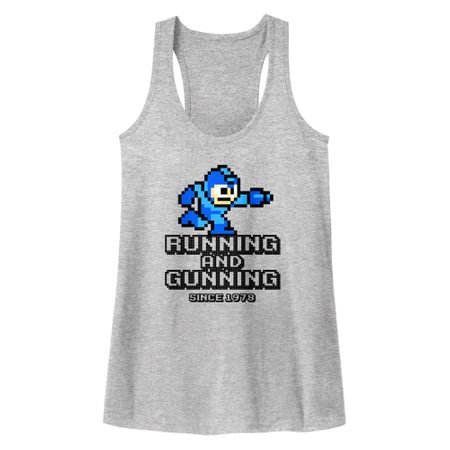 Mega Man Juniors Tank Top Running And Gunning Athletic Heather Racerback