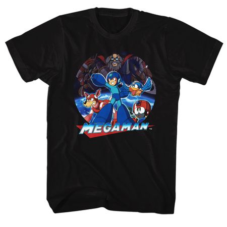 Mega Man Shirt Man Collage Black T-Shirt