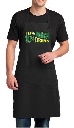 Mens Apron 10% Irish 90% Drunk Full Length Apron with Pockets