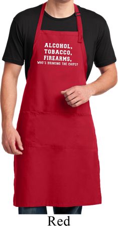 Mens Apron Alcohol Tobacco Firearms ATF Full Length Apron with Pockets