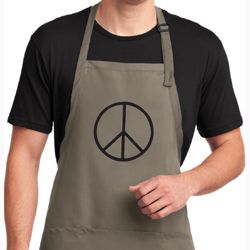 Mens Apron Basic Peace Black Full Length Apron with Pockets