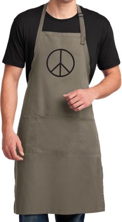 Mens Apron Basic Peace Black Full Length Apron with Pockets