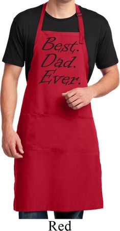 Mens Apron Best Dad Ever Black Print Full Length Apron with Pockets