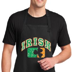 Mens Apron Distressed Irish Shamrock Full Length Apron with Pockets Mens Apron Distressed Irish Shamrock Full Length Apron with Pockets
