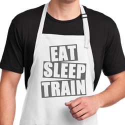 Mens Apron Eat Sleep Train Full Length Apron with Pockets Mens Apron Eat Sleep Train Full Length Apron with Pockets